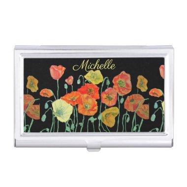 Orange and Black Poppies Womens Gifts Trifold Wal Business Invitations Case