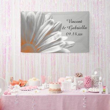 Orange and Gray Floral Highlights Wedding Banner