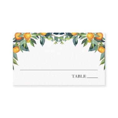 Orange and Greenery Name Place Invitations