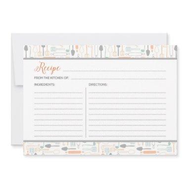 Orange and Grey Kitchen Tools Recipe Invitations