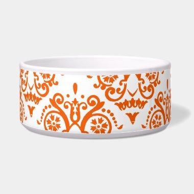 Orange and White Elegant Damask Bowl