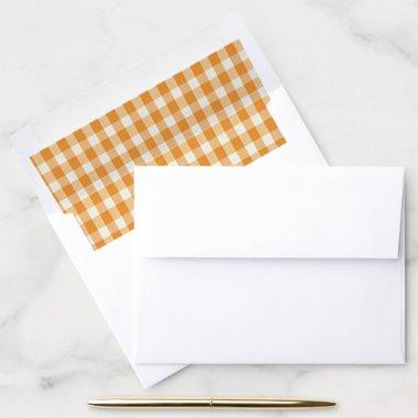 Orange and White Gingham Plaid Pattern Envelope Liner