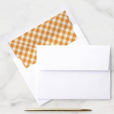 Orange and White Gingham Plaid Pattern Envelope Liner