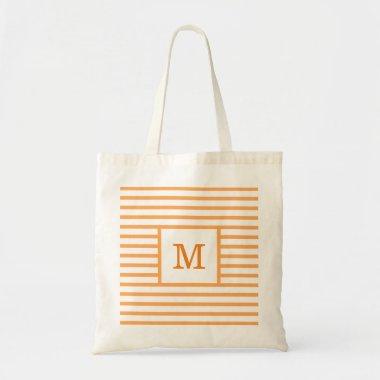 Orange and White Stripes Custom Monogram Tote Bag