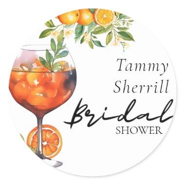 Orange Aperol Spritz Coctail  Classic Round Sticker