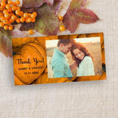 Orange Autumn Pumpkin Thank You Photo Invitations