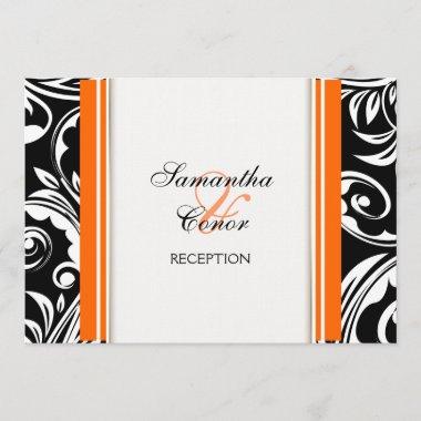 Orange black white wedding engagement Invitations