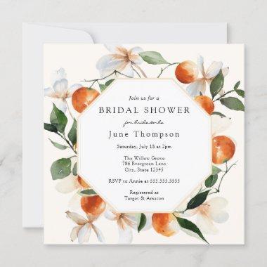 Orange Blossoms and Clementines Bridal Shower Invitations