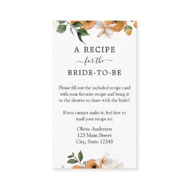 Orange Blossoms Bridal Recipe Request Enclosure Invitations