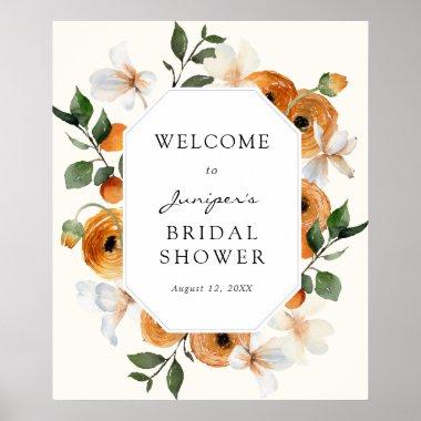 Orange Blossoms Clementines Bridal Shower Welcome Poster
