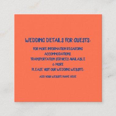 Orange Blue Wedding Details For Guests Colorful Enclosure Invitations