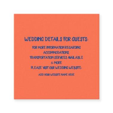 Orange Blue Wedding Details For Guests Colorful Enclosure Invitations