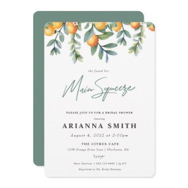 Orange Bridal Shower Invitations main squeeze