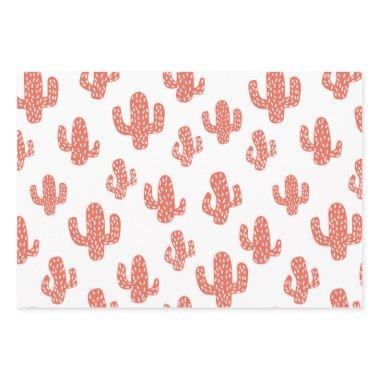 Orange cactus seamless pattern wrapping paper sheets
