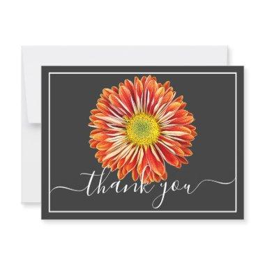 Orange Chrysanthemum Gray Background Thank You Post