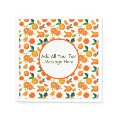 Orange Citrus Botanical Pattern  Napkins