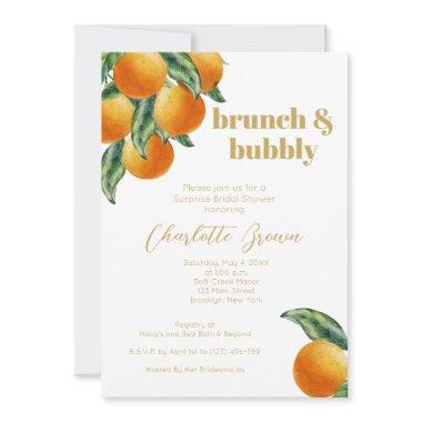 Orange Citrus Fruit Bridal Shower Brunch Bubbly Invitations