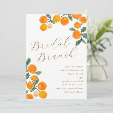 Orange Citrus Fruit Watercolor Bridal Brunch Invitations