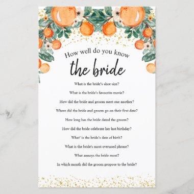 Orange Citrus How well do you know The Bride Game