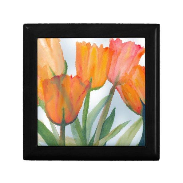 Orange Citrus Tulips Keepsake Box