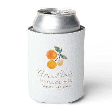 Orange Citrus Watercolor Bridal Brunch Custom Can Cooler