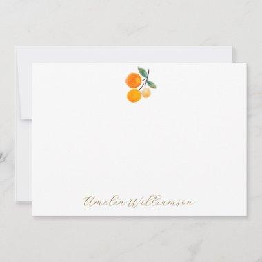 Orange Citrus Watercolor Bridal Shower Custom Thank You Invitations