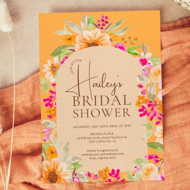 Orange Country floral watercolor bridal shower Invitations
