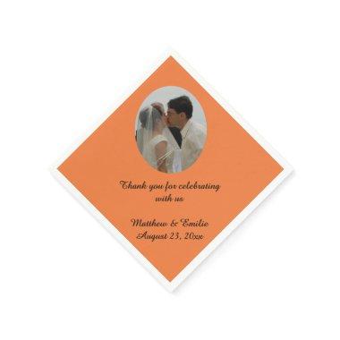 Orange Custom Personalized Wedding Photo Napkins