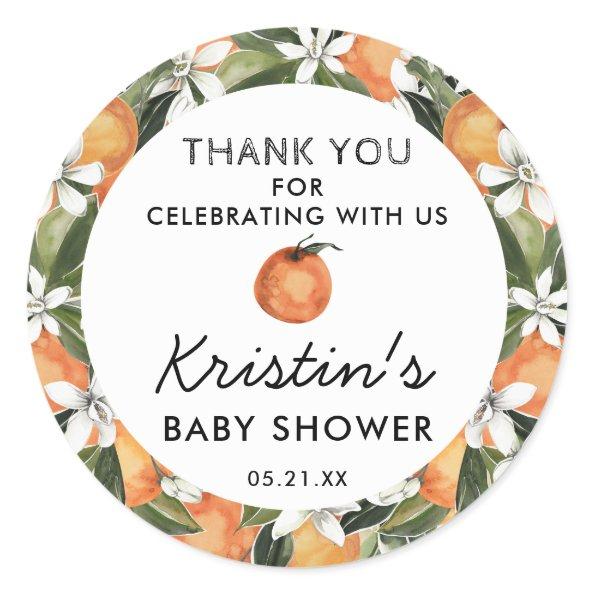 Orange Cutie Baby Shower Thank You Favor Classic Round Sticker