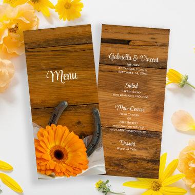 Orange Daisy and Horseshoe Western Wedding Menu