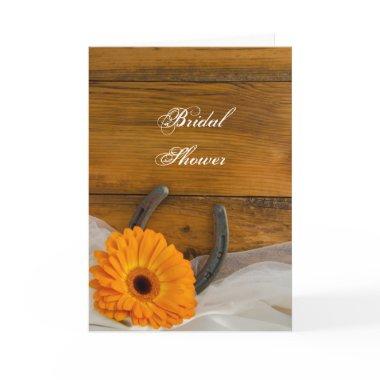 Orange Daisy Horseshoe Bridal Shower Invitations