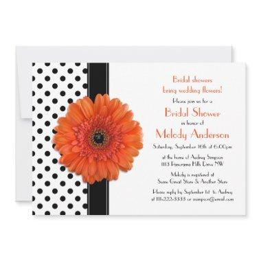 Orange Daisy Polka Dot Bridal Shower Invitations