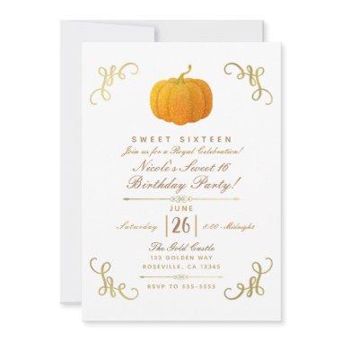 Orange Fall Autumn Glitter Pumpkin Sweet 16 Party