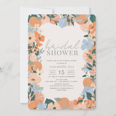 Orange Floral Bridal Shower Invitations