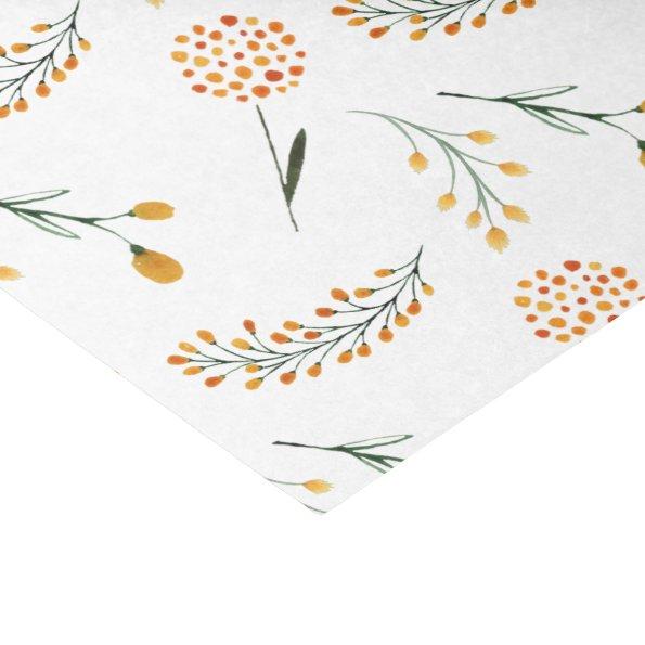 Orange Floral Tissue Paper