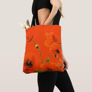 Orange Floral Wedding Bridesmaid Gift Custom Color Tote Bag