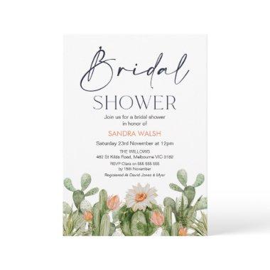 Orange Flowering Cactus Bridal Shower Invitations