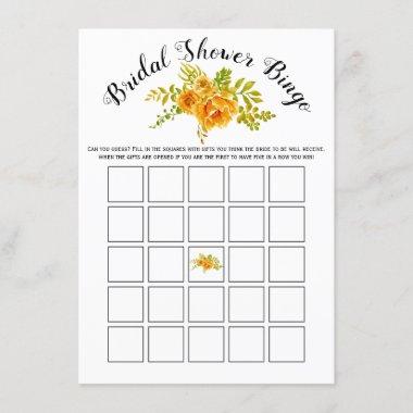 Orange flowers bridal shower bingo game Invitations