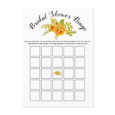 Orange flowers bridal shower bingo game Invitations