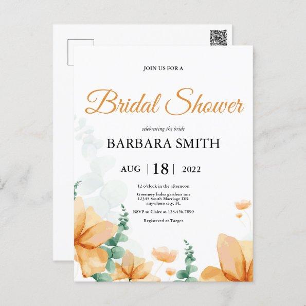 Orange Flowers Eucalyptus Wedding Bridal Shower In PostInvitations