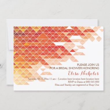 Orange geometric triangles wedding bridal shower Invitations