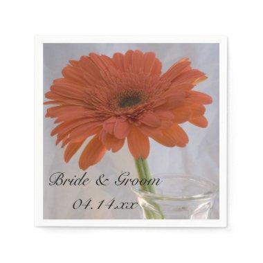 Orange Gerber Daisy in Vase Wedding Napkins