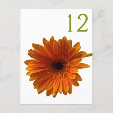Orange Gerbera Daisy Table Number Card