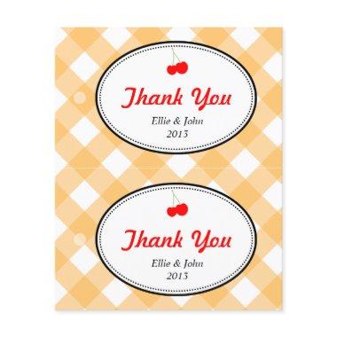 Orange gingham diy wedding gift bag hang tag flyer