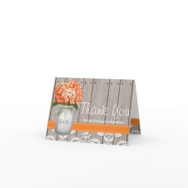 Orange Hydrangea Monogram Mason Jar THANK YOU