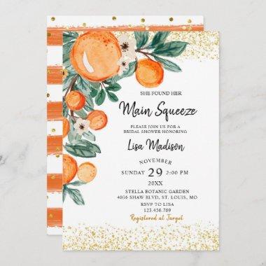 Orange main squeeze Bridal shower Invitations