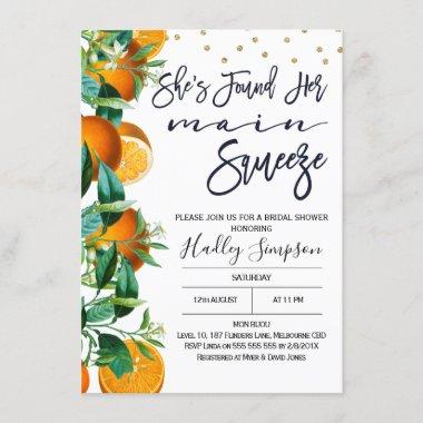 Orange Main Squeeze Bridal Shower Invitations