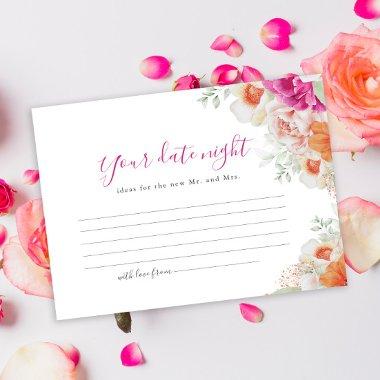 Orange & Pink Floral Bridal Shower Date Night Idea Enclosure Invitations