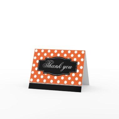 Orange Polka Dot Black Frame Thank You