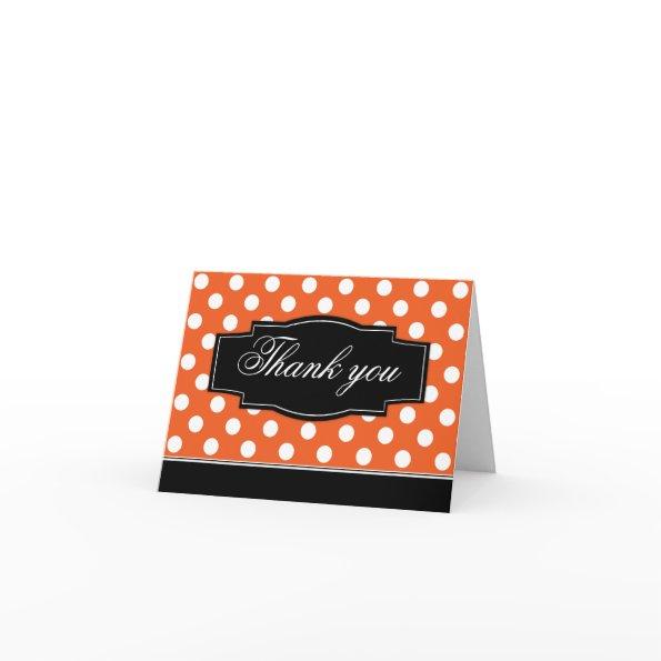 Orange Polka Dot Black Frame Thank You